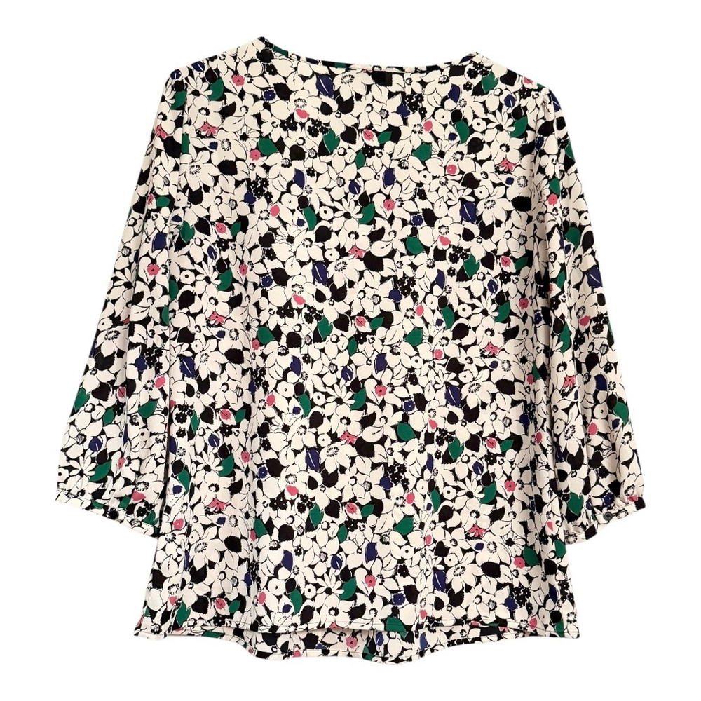 TALBOTS Floral 3/4 Sleeve Scoop Neck Blouse White Multi S - Picture 5 of 8